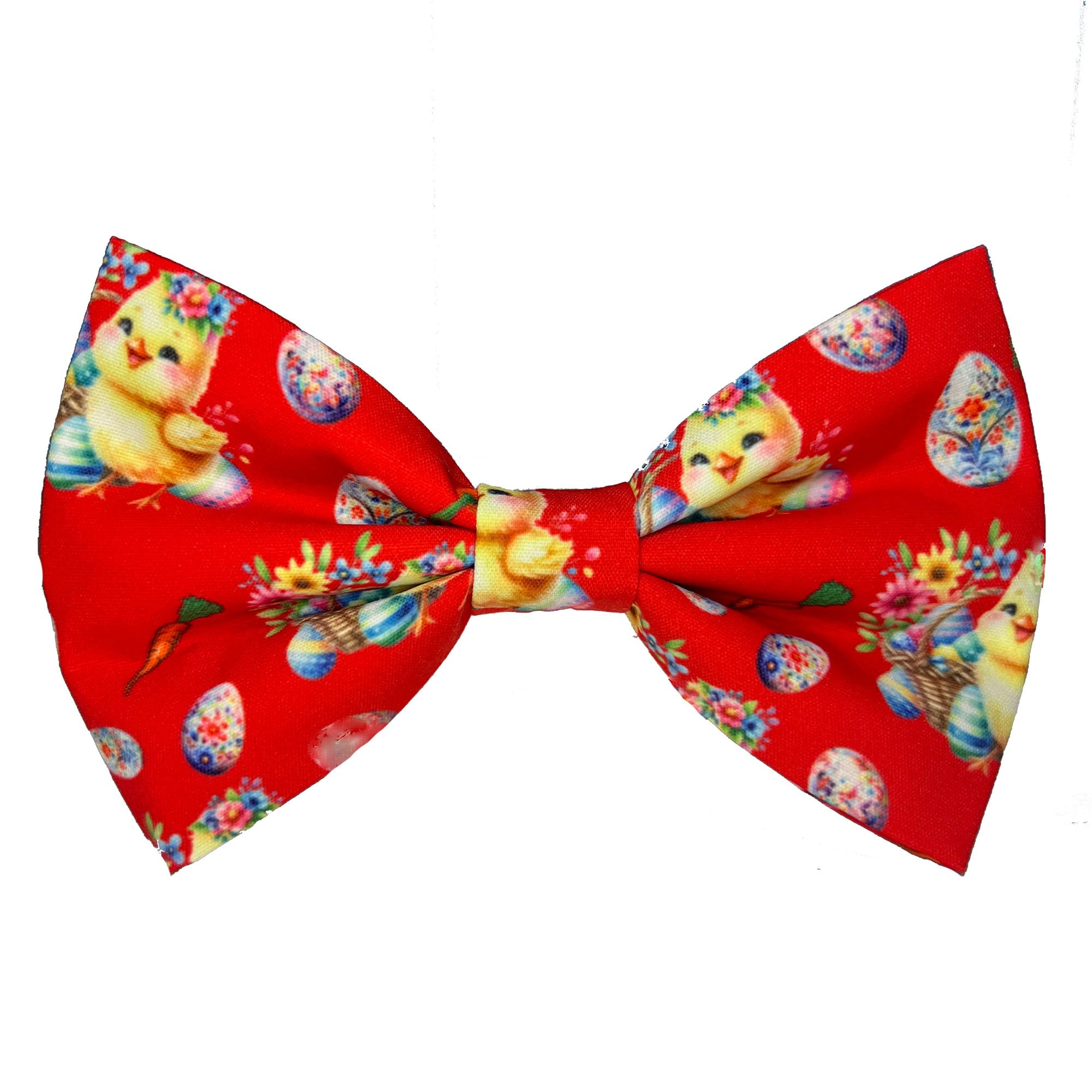 New Dogs Bow Tie EASTER carrots eggs RED Elastic Bands attached to bowtie ACCESSORY Handmade UK (Chicken LARGE)