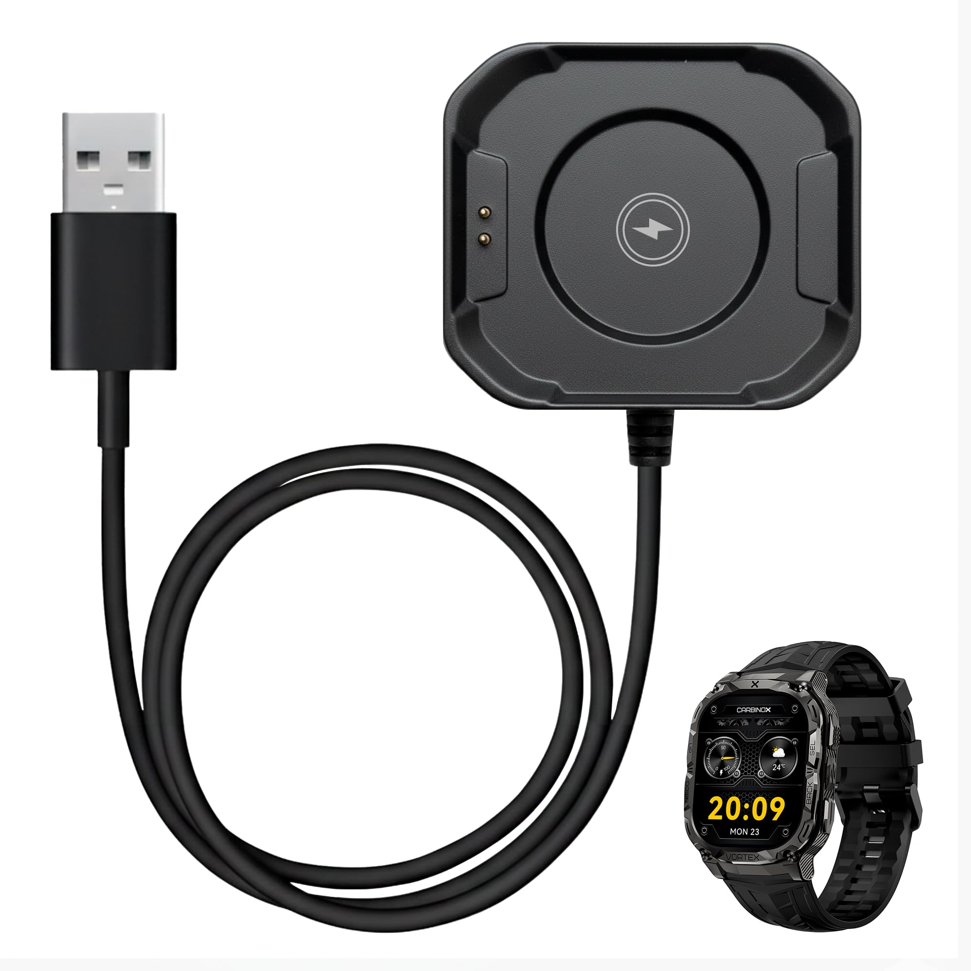 Carbinox USB Charger Compatible for Carbinox Smartwatch - Fast Charging Speed, Sleek Design, Reliable Functionality (Carbinox Vortex)