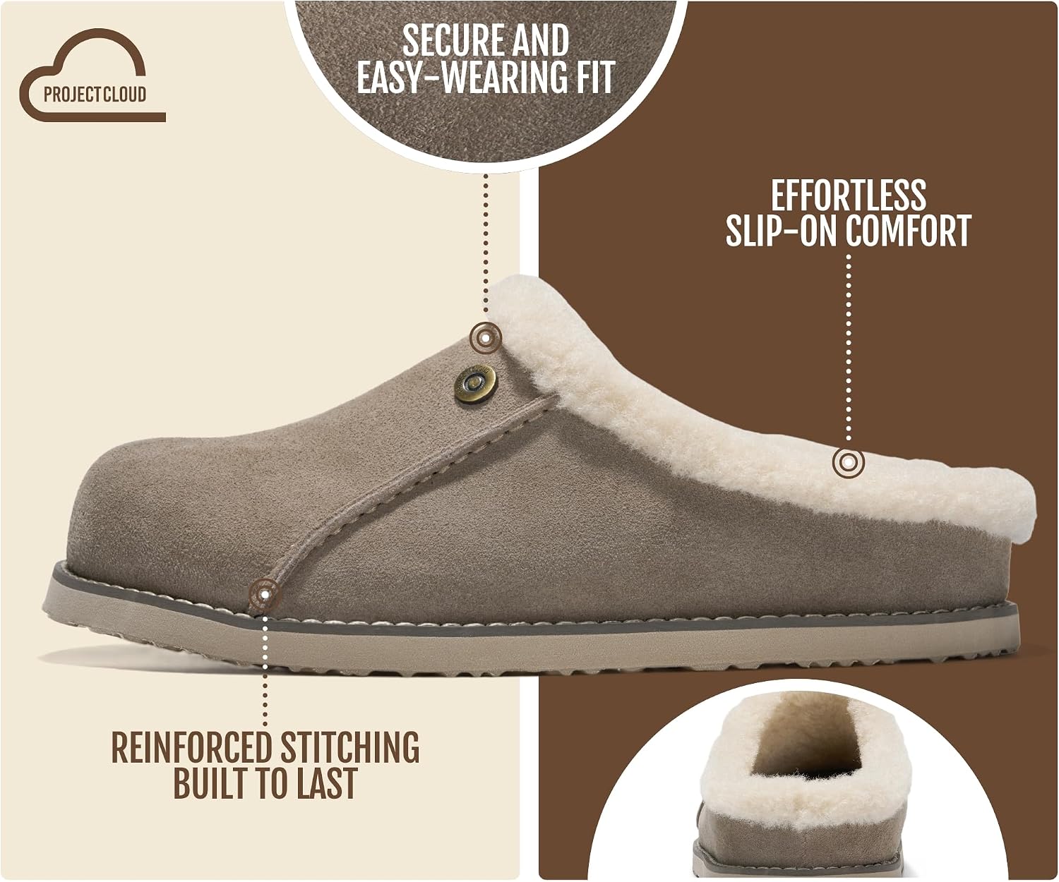 100% Genuine Leather Insole Clogs for Women Slip On Shoes for Women