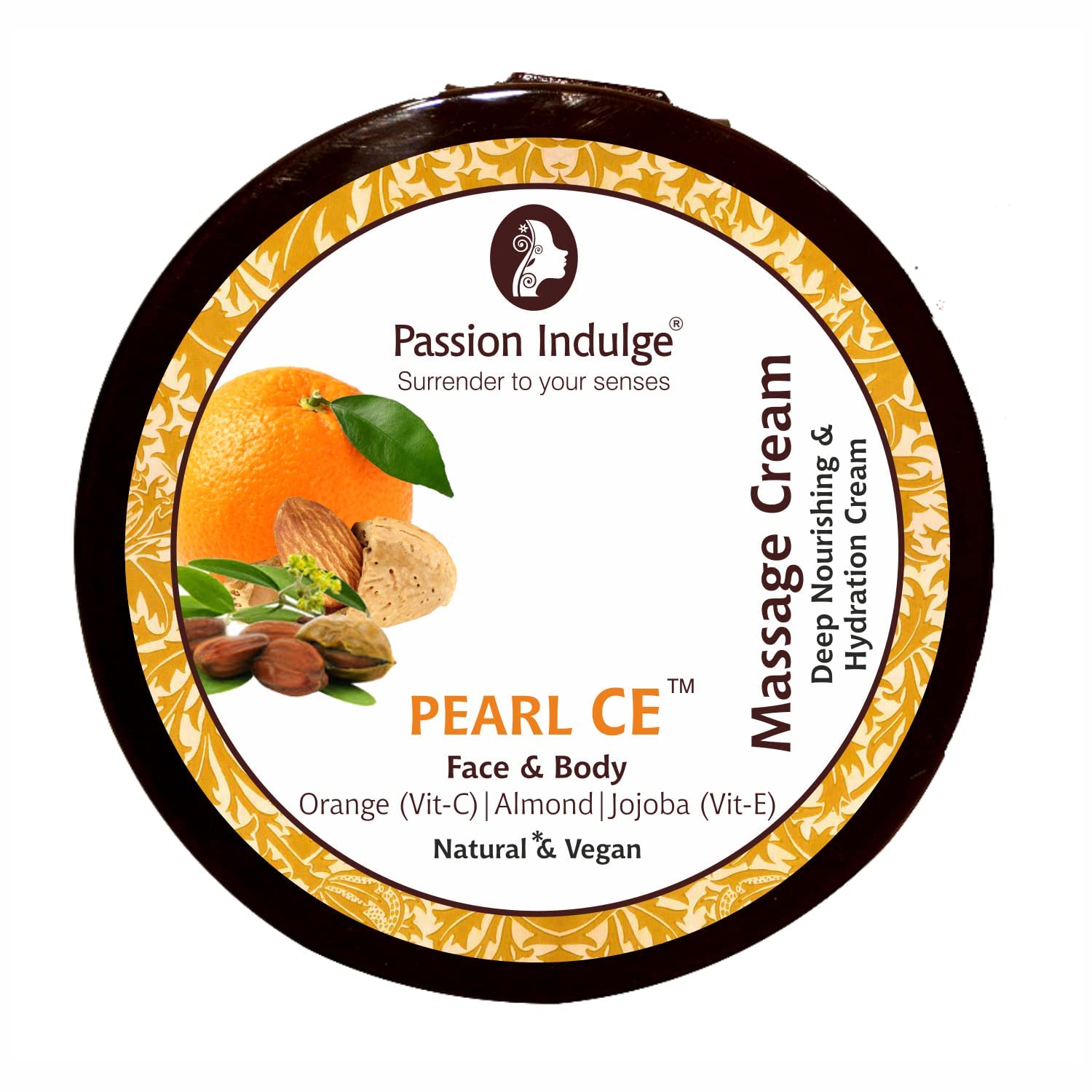 Natural Massage Cream Pearl CE for Face & Body | Natural & Vegan | All Skin Type - 250gm
