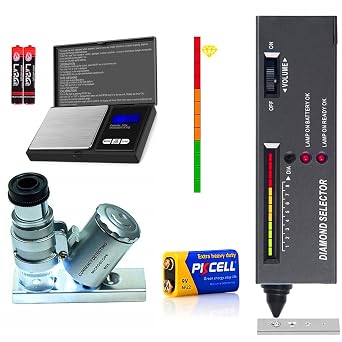 Jewelry Diamond Tester,200g/0.01g Mini Jewelry Scale,60X Mini LED Magnifying Diamonds Kit,Professional Diamond Selector for Novice and Expert,Thermal Conductivity Meter Diamond Tester+Scale