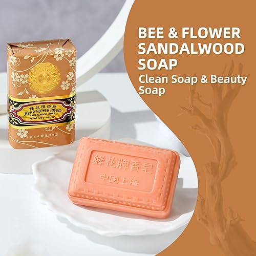 Miniatura 3 de Bee & Flower Barra de jabón de sándalo, jabón hidratante de baño, barras de jabón que nutre tu piel, 4.4 onzas (paquete de 4)