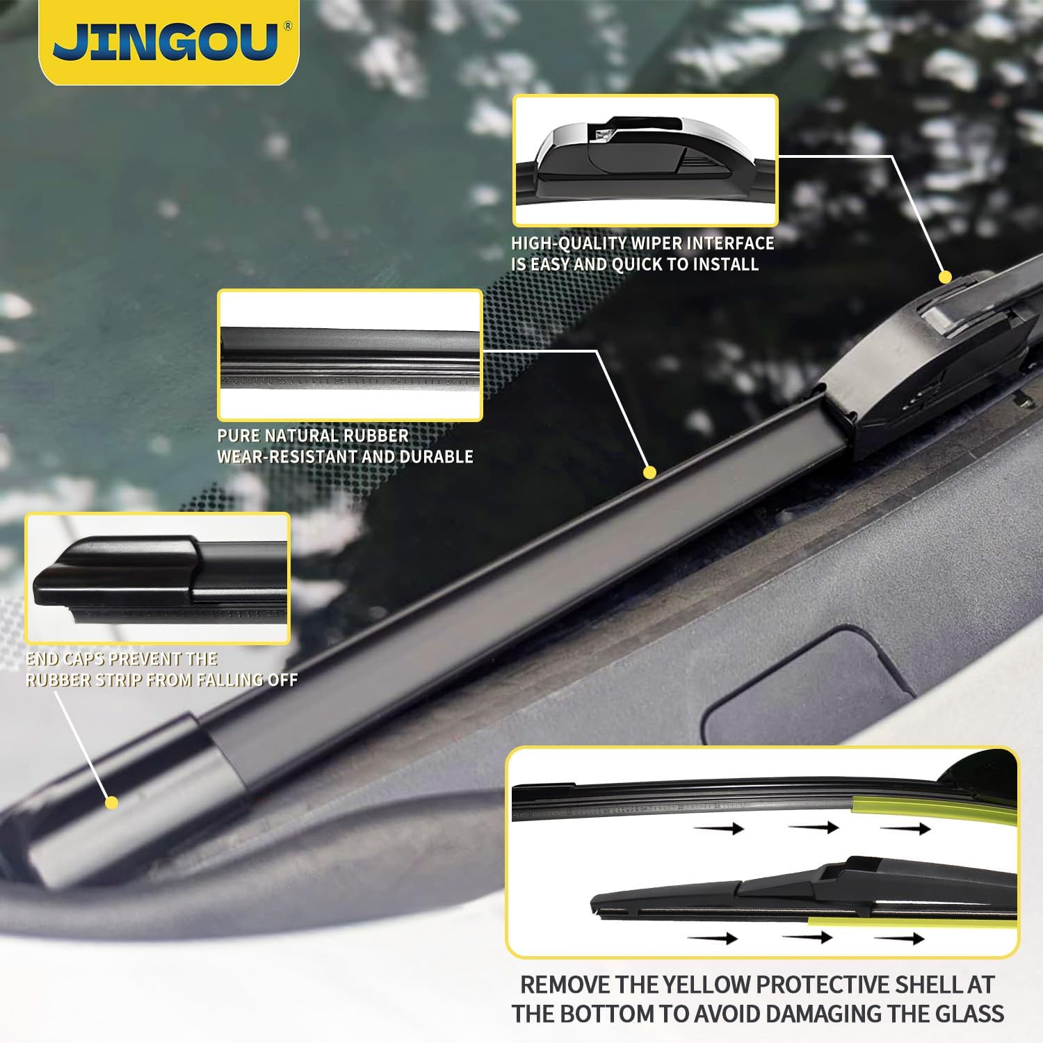 3 Pack Wiper Blades 28"/12"/12",Compatible with 2014-2019 Nissan Versa Note,Front and Rear Windshield Wipers Runs Smoothly and Quietly Providing a Good View