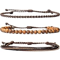 Vista 346 de Handmade Natural Stone Beaded Healing Bracelet Gift for Men Adjustable Rope String Bracelet (picasso jasper, Adjustable)