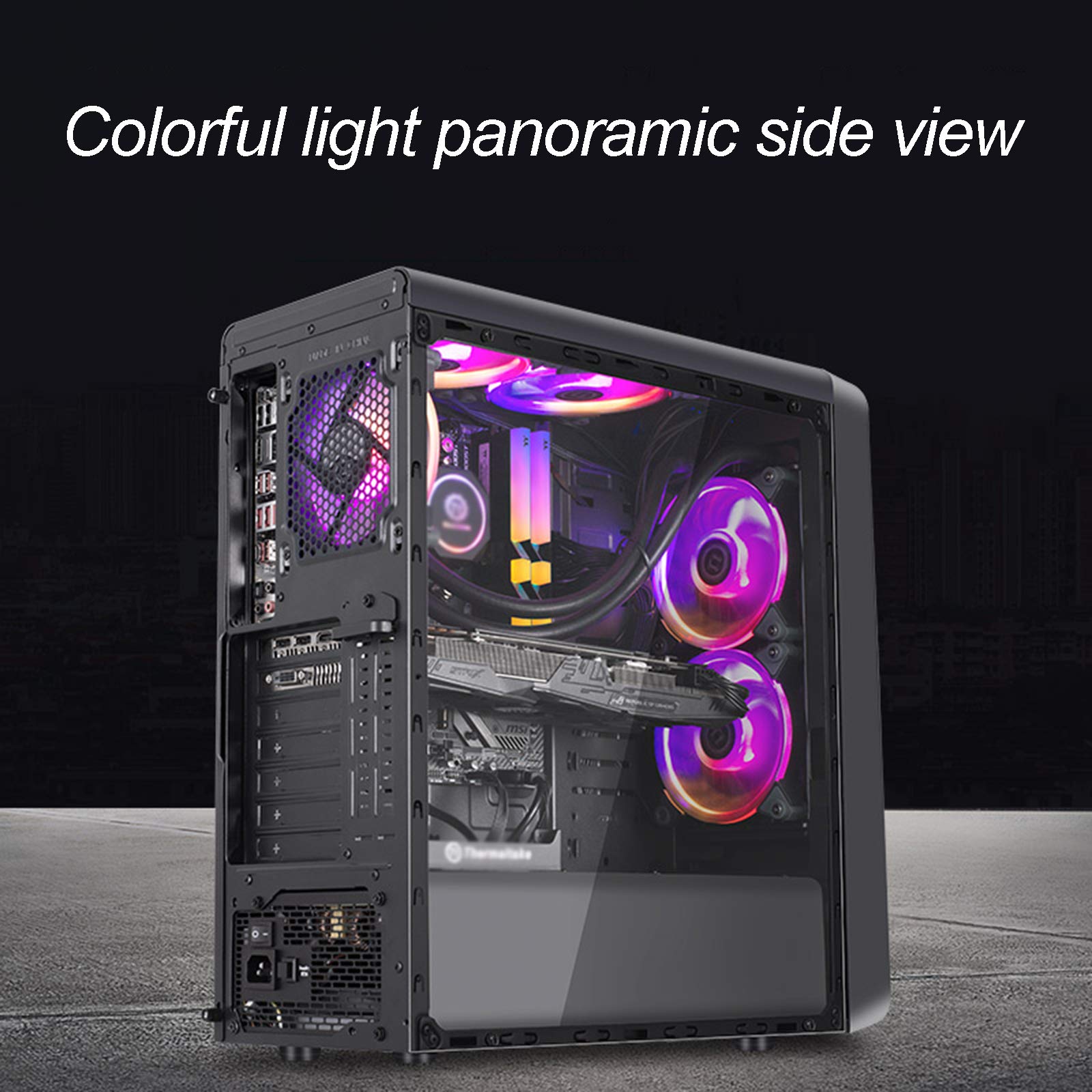 Caso Computer Case ATX Mid Tower PC Gaming - Porta USB Anteriore - Quick-Release Vetro temperato Pannello Laterale - Sistema di Gestione dei Cavi - Pronto Water-Cooling - Nero