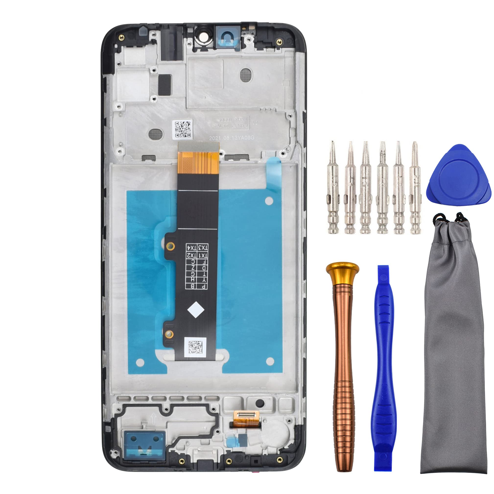 Complete Screen LCD Digitizer Touch Assembly Replacement for Motorola Moto E20 XT2155 XT2155-1 with ToolKit and screen frame Black 6.5