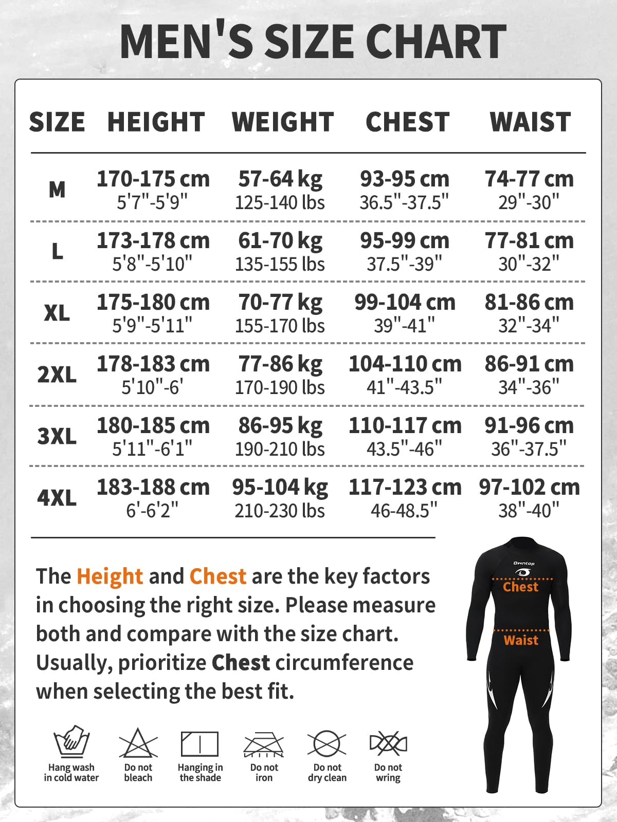 Owntop Herren Damen Ganzkörper 3/2mm Neoprenanzug, Ultra-Stretch Langarm Winter Neoprenanzug, Rückenreißverschluss Erwachsene Neopren Surf- und Tauchanzug