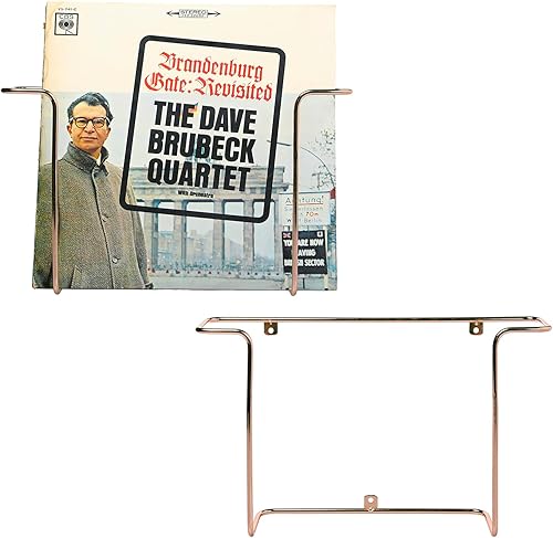 Miniatura 6 de MyGift Moderno estante de almacenamiento de discos de vinilo de alambre de metal, soportes para discos de vinilo colgantes, estantes flotantes para