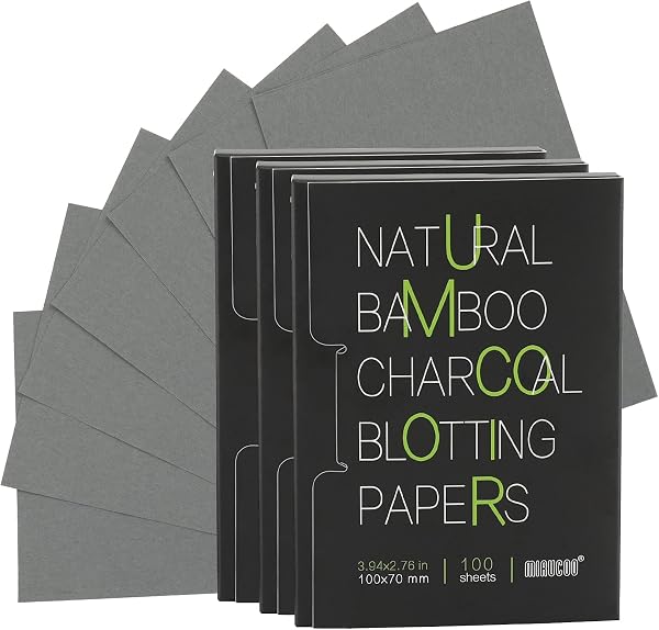 MIRUCOO Natural Bamboo Charcoal Blotting Papers 300 Count