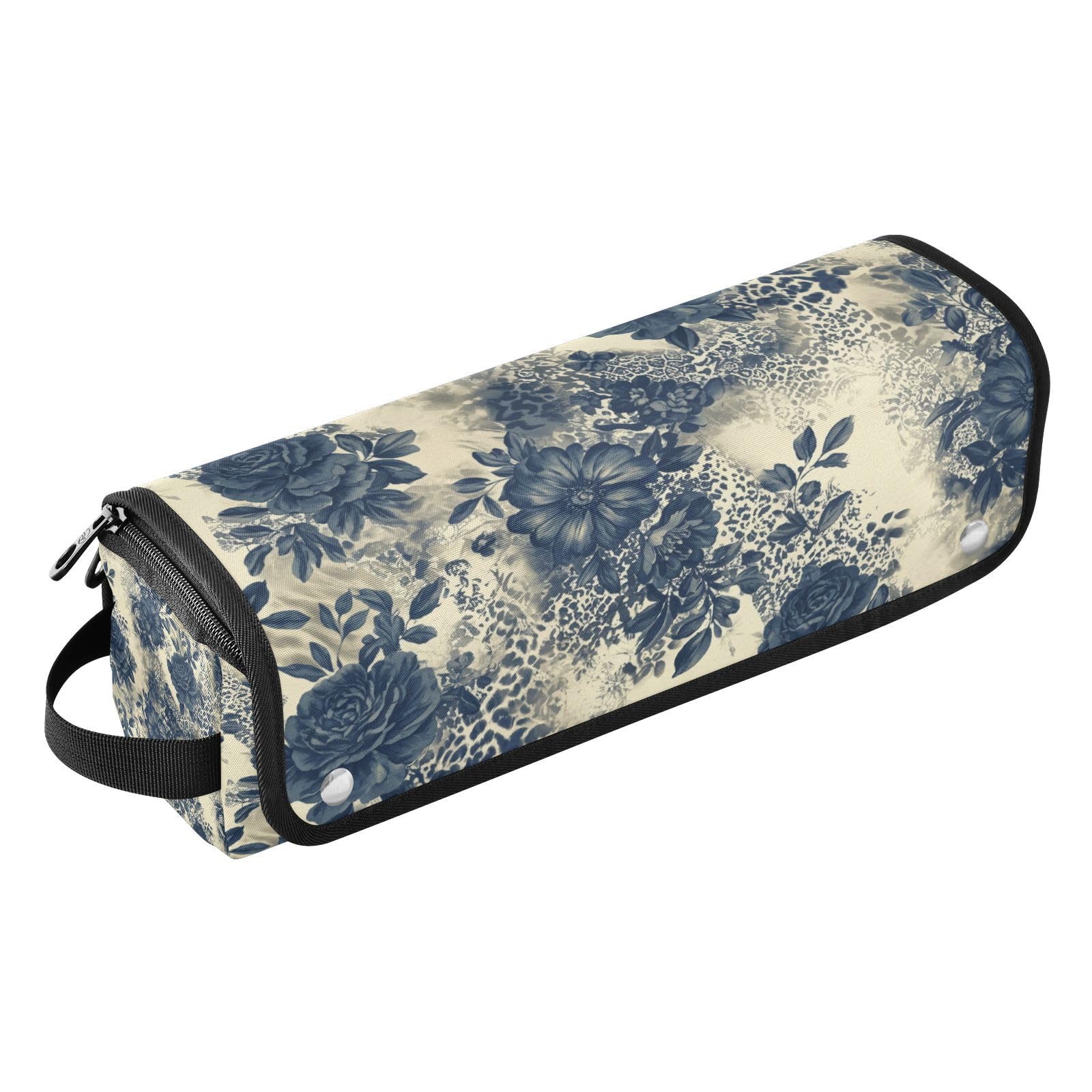 Tie Dye Leopard Print Hair Tools Travel Bag Portable Hair Accessory Organizer with Heat Resistant Mat 2 in