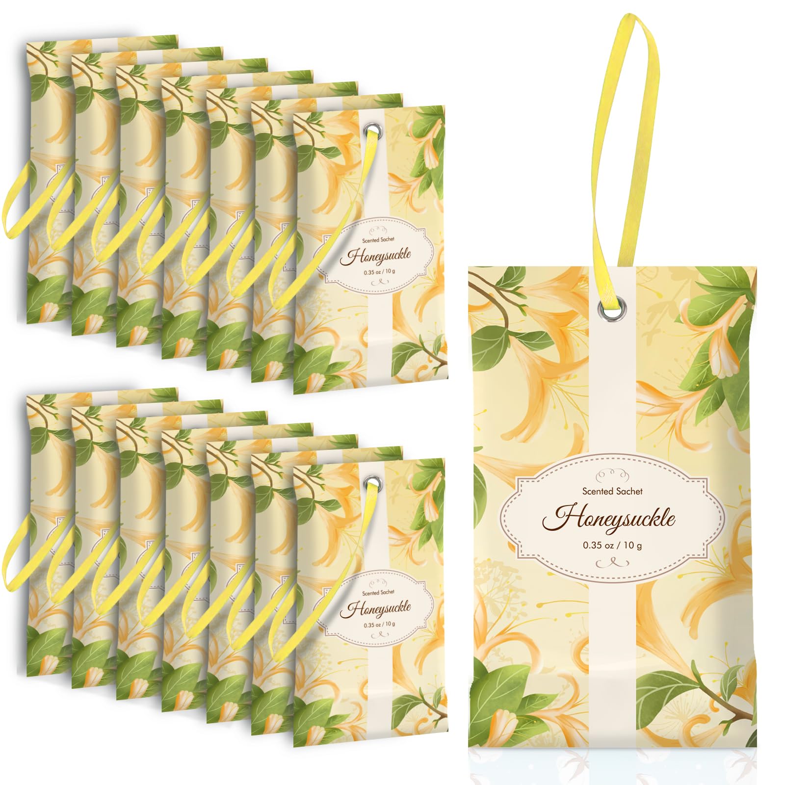 SCENTORINI Scented Sachets for Drawer and Closet, Honeysuckle Scent 14 Pack