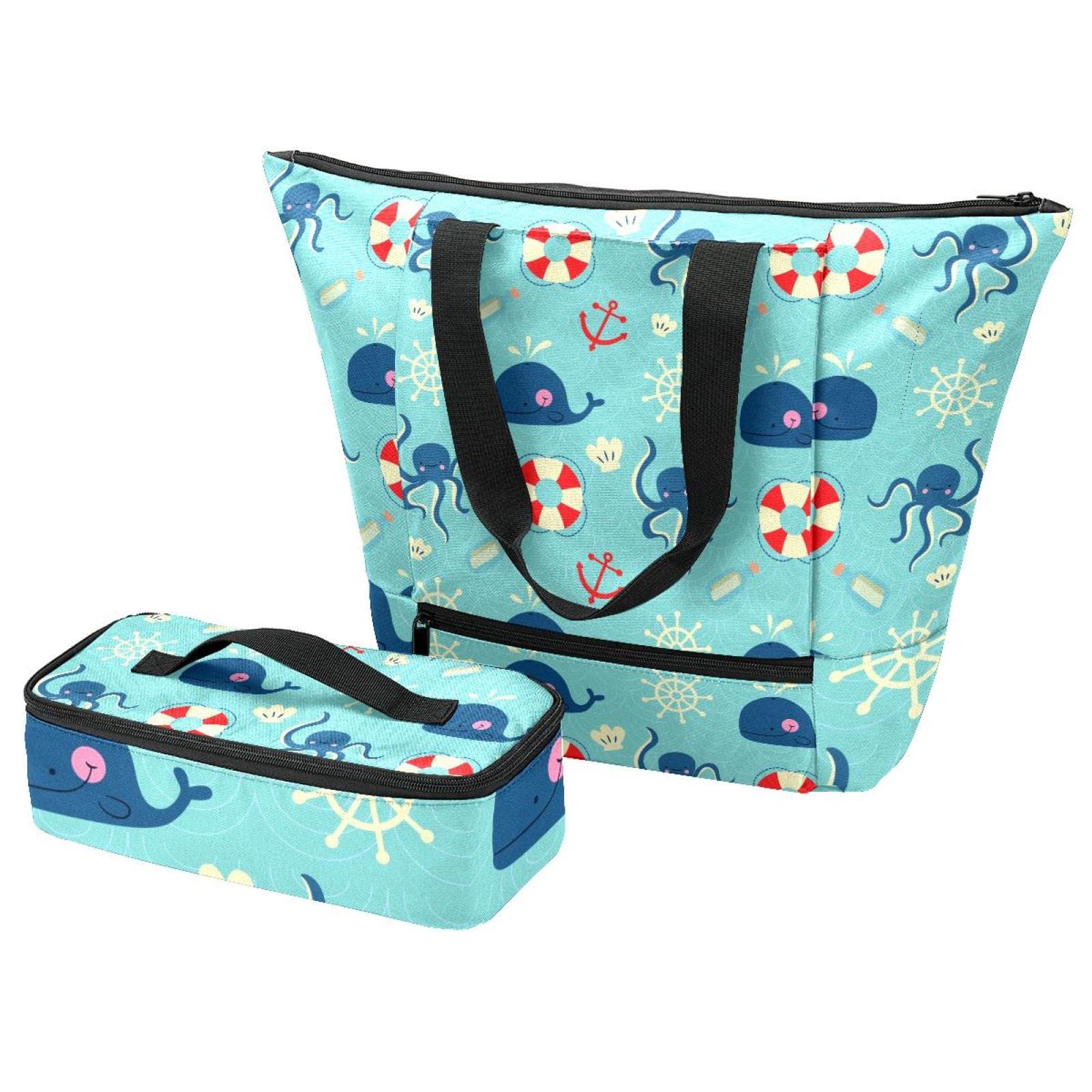 Grand sac fourre-tout et boîte à déjeuner légère corail, sac à main isotherme pour voyage, travail, école, Couleur 10., Taille Unique