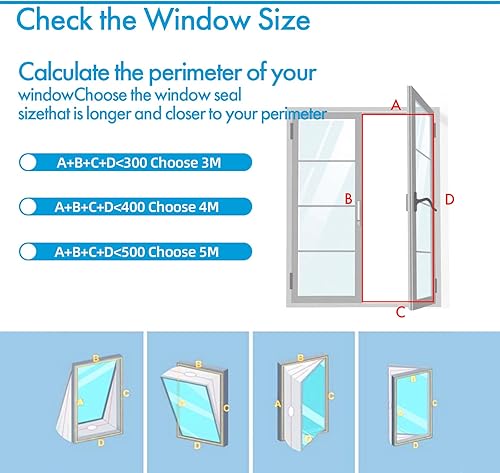 Miniatura 4 de Sello de aire acondicionado para ventana abatible, kit universal de sellado de ventana de CA de 157.5 in con cremallera, sello de ventana de unidad