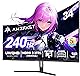 Amzfast 34インチ ゲーミングモニター 240Hz 曲面ウルトラワイド UWQHD 3440x1440 1ms MPRT 130%sRGB VAパネル 3000:1コントラスト/HDR400/Adaptive Sync/フリッカー防止/PIP PBP機能/ブルーライト低減/HDMI 2.1FRL*2+DP1.4 *2/75x75 VESA/5年保証 AMZG34C5Q Pro（VRR対応）