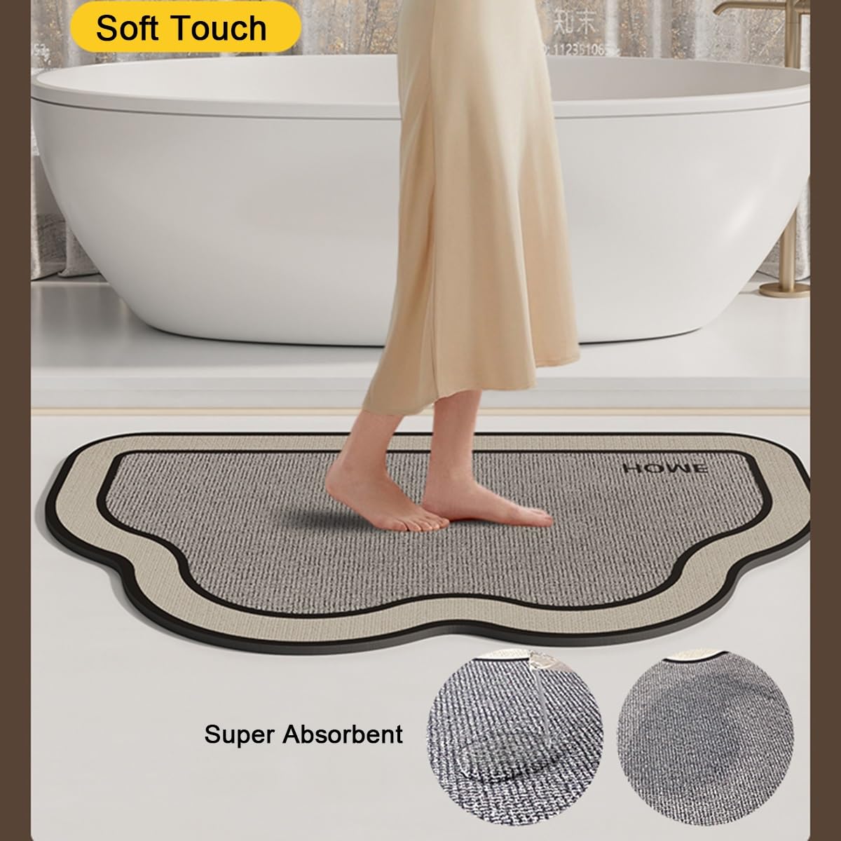 Alfombrilla para Baño, Alfombrilla Baño, Alfombrillas De Baño Antideslizantes, Súper Absorbentes De Secado Rápido, para El Hogar, Suelos De Baño(50 * 80cm)