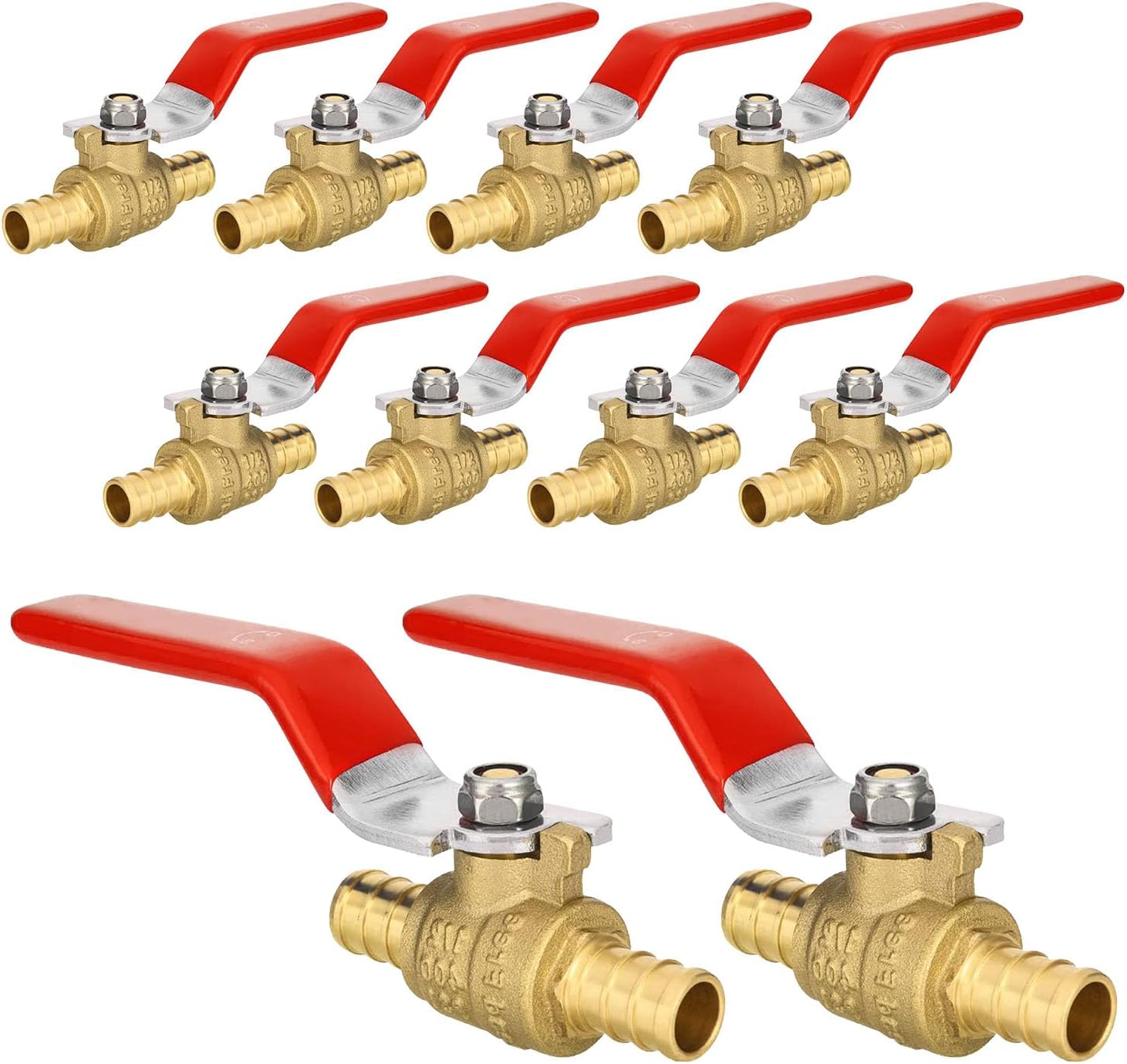 10-PCs HeSun PEX Ball Valves, 3/4-Inch Brass Crimp Pex Valve for Hot and Cold Water, 1/4 Turn Full Port Shut-off, ASTM F1807, Red(VALVE019)