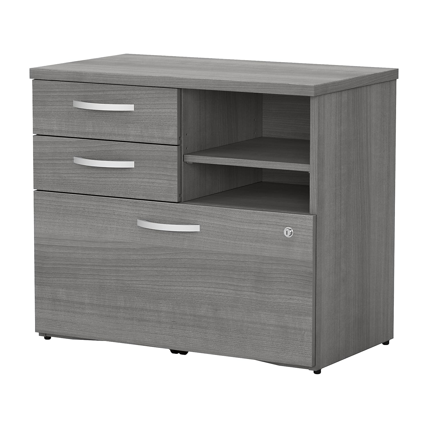Bush Business Furniture Studio C Office Storage Cabinet with Drawers and Shelves in Platinum Gray, Organization for Home or Professional Workspace