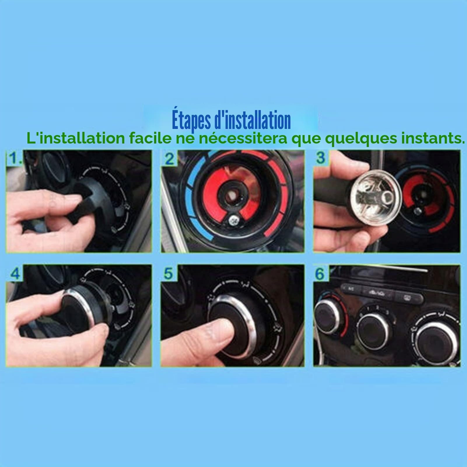 Yctze Bouton Chauffage 206/206+/207 C2 3 Pièces Voiture Climatiseur AC Ventilateur Commande Interrupteur Bouton Métal ABS Accessoire Remplacement