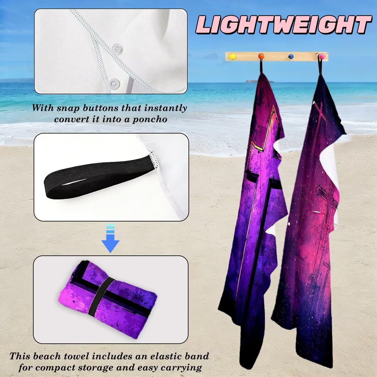 Ręcznik plażowy z mikrofibry, duży ręcznik plażowy 90 x 180 cm 2 sztuki, ręcznik gimnastyczny mężczyźni kobiety odporne na piasek ręczniki plażowe szybkoschnące ręczniki z mikrofibry akcesoria plażowe