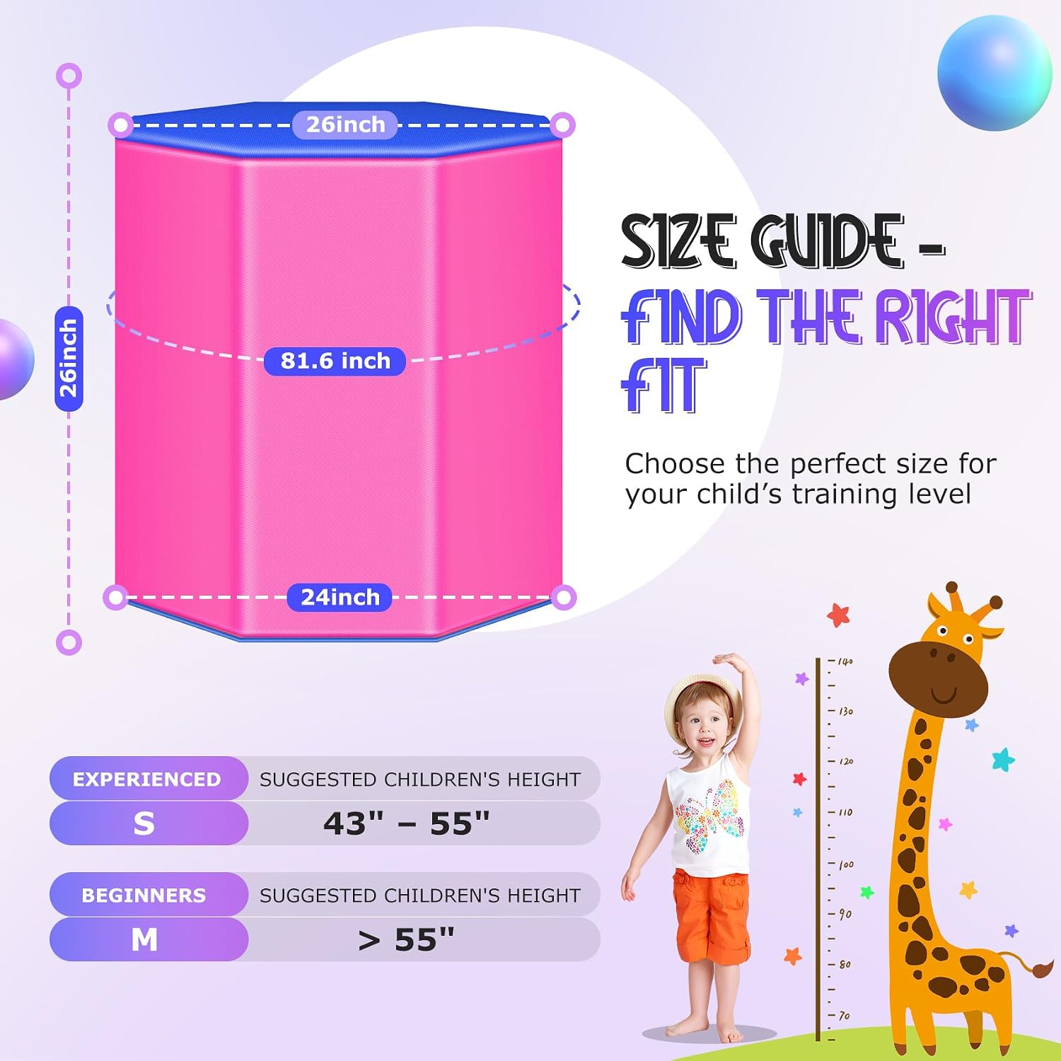 Srora Gymnastics Octagon Tumbler Mat – 26"/23" High-Density Foam Skill Shape Trainer for Walkovers, Tumbling & Backbend Training, Non-Slip PU Cover, Lightweight for Kids Gymnastics, Cheer & Home Use
