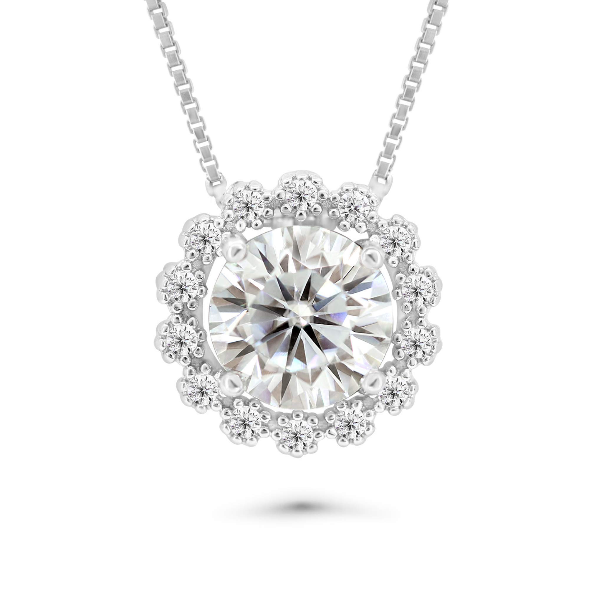 Plata de ley 925 rodiada en este colgante redondo con flor de cristal 7