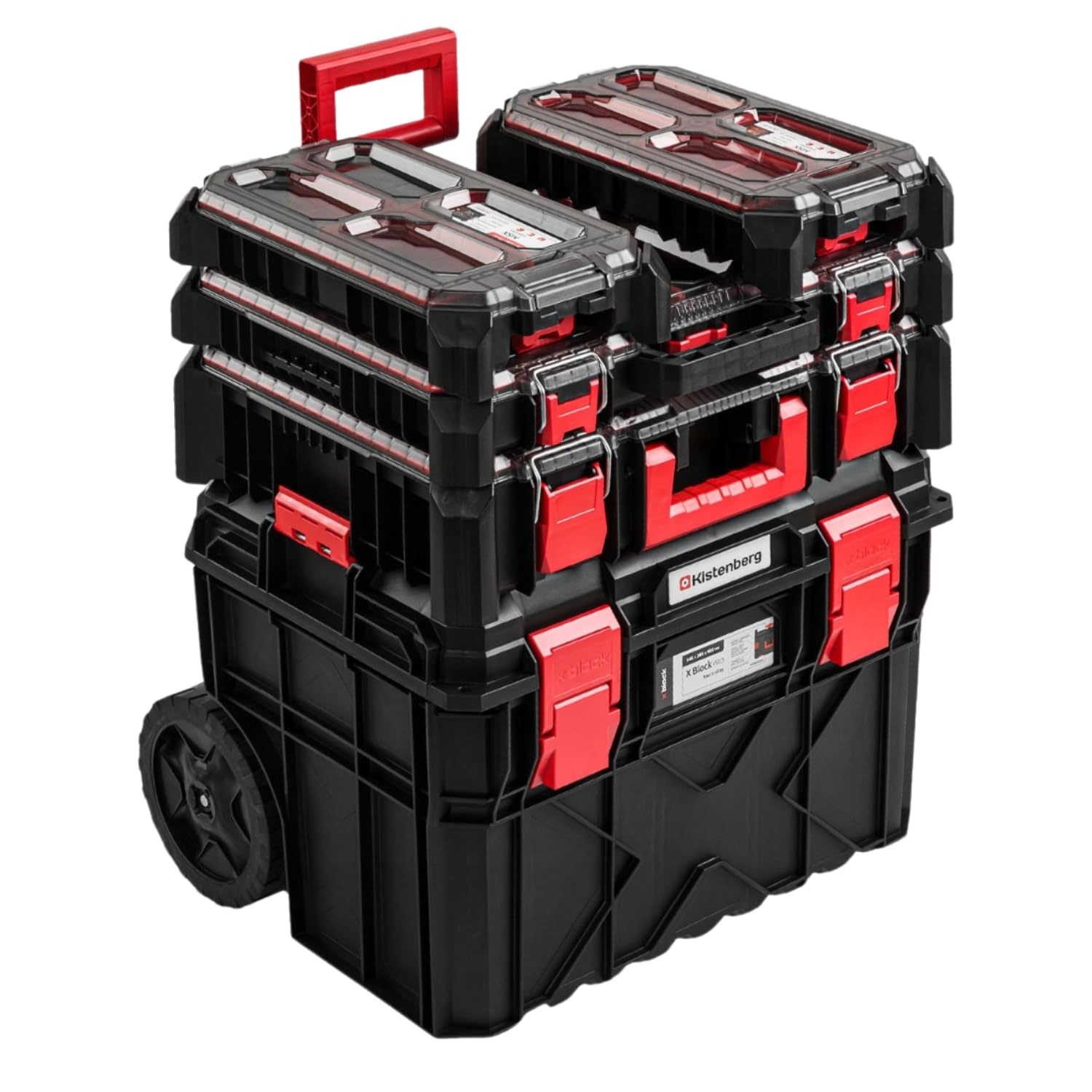 B&Q -  Tough Modular System Mobile Workshop Tool Storage Box Wheels Organiser 5 Pcs Set