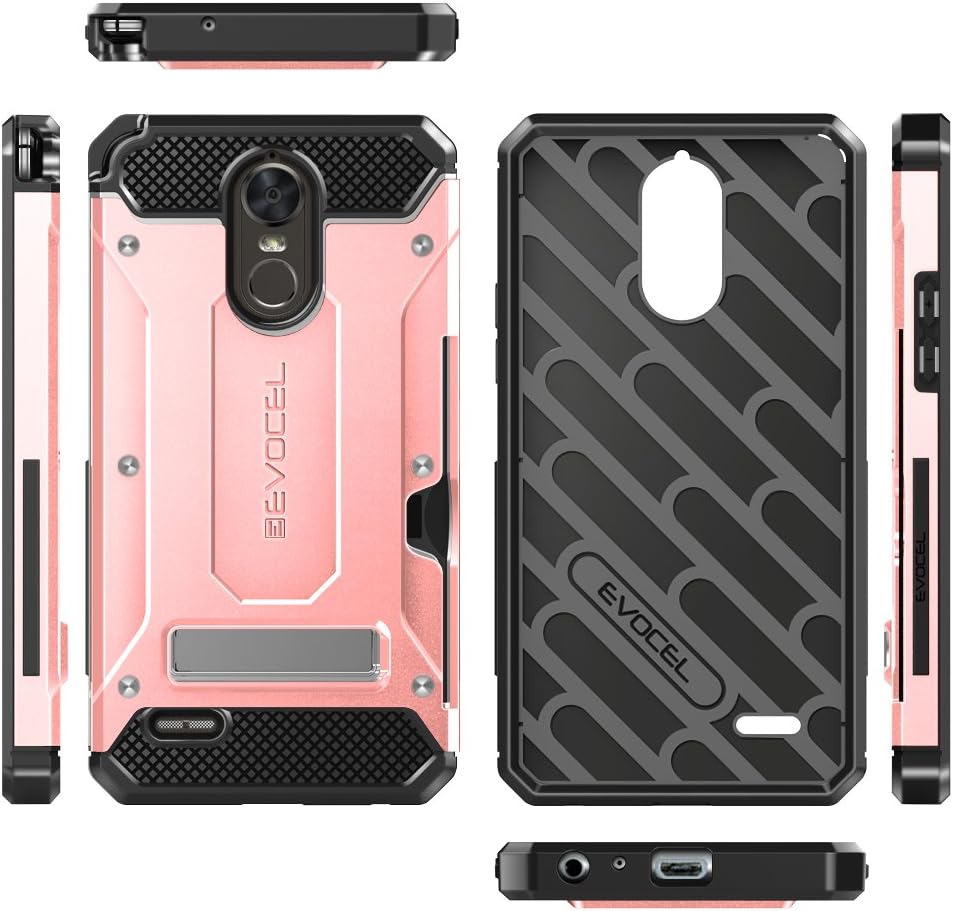 Evocel Explorer Series Pro Cell Phone Case Compatible with LG G Stylo 3 (2017 Release) Featuring Card Slot and Kickstand, Rose Gold