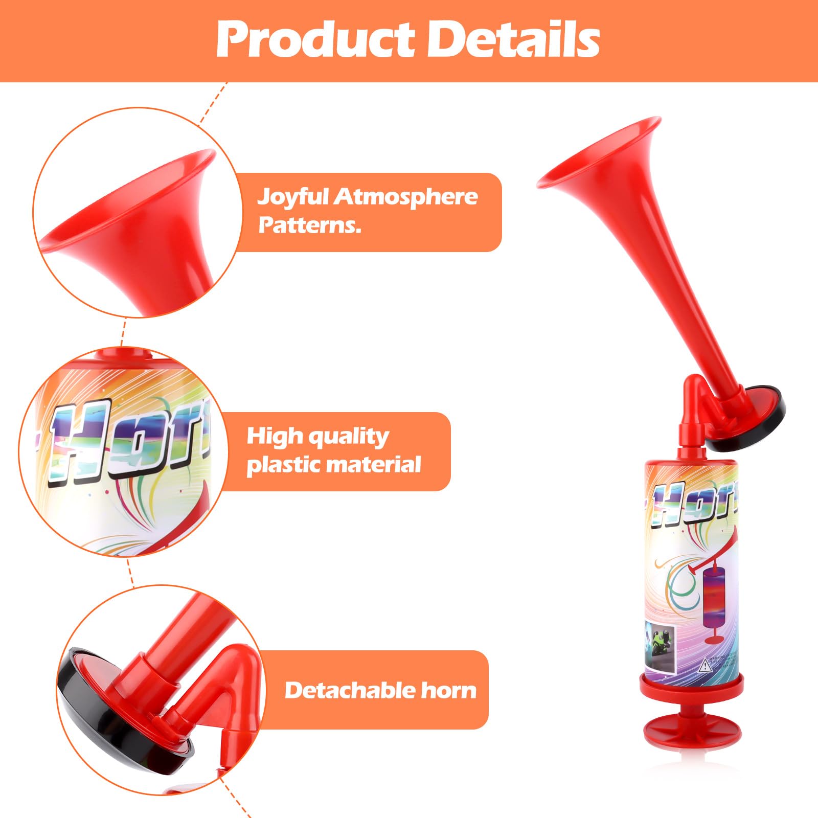 Bocina Aire Comprimido, Bocina Manual Air Horn, para Estadios, Seguridad Bocina Fiestas y Eventos Deportivos Rojo