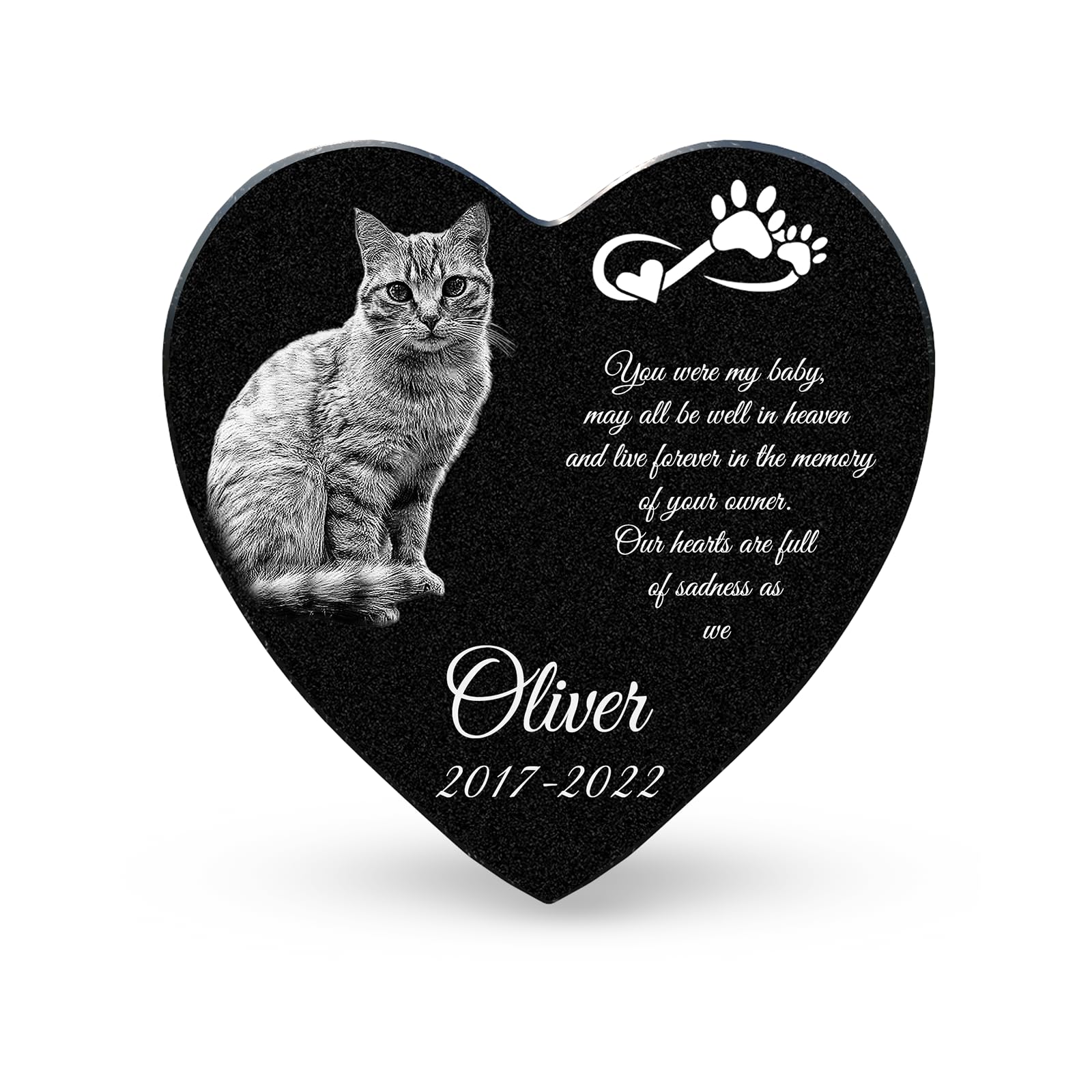 Heart Shaped Pet Memorial Stones Personalized Dog Remembrance Gifts, Customized Cat Picture Grieving Plaque, DIY Gravestone, Custom Sympathy Photo Gift, Animal Grave Markers