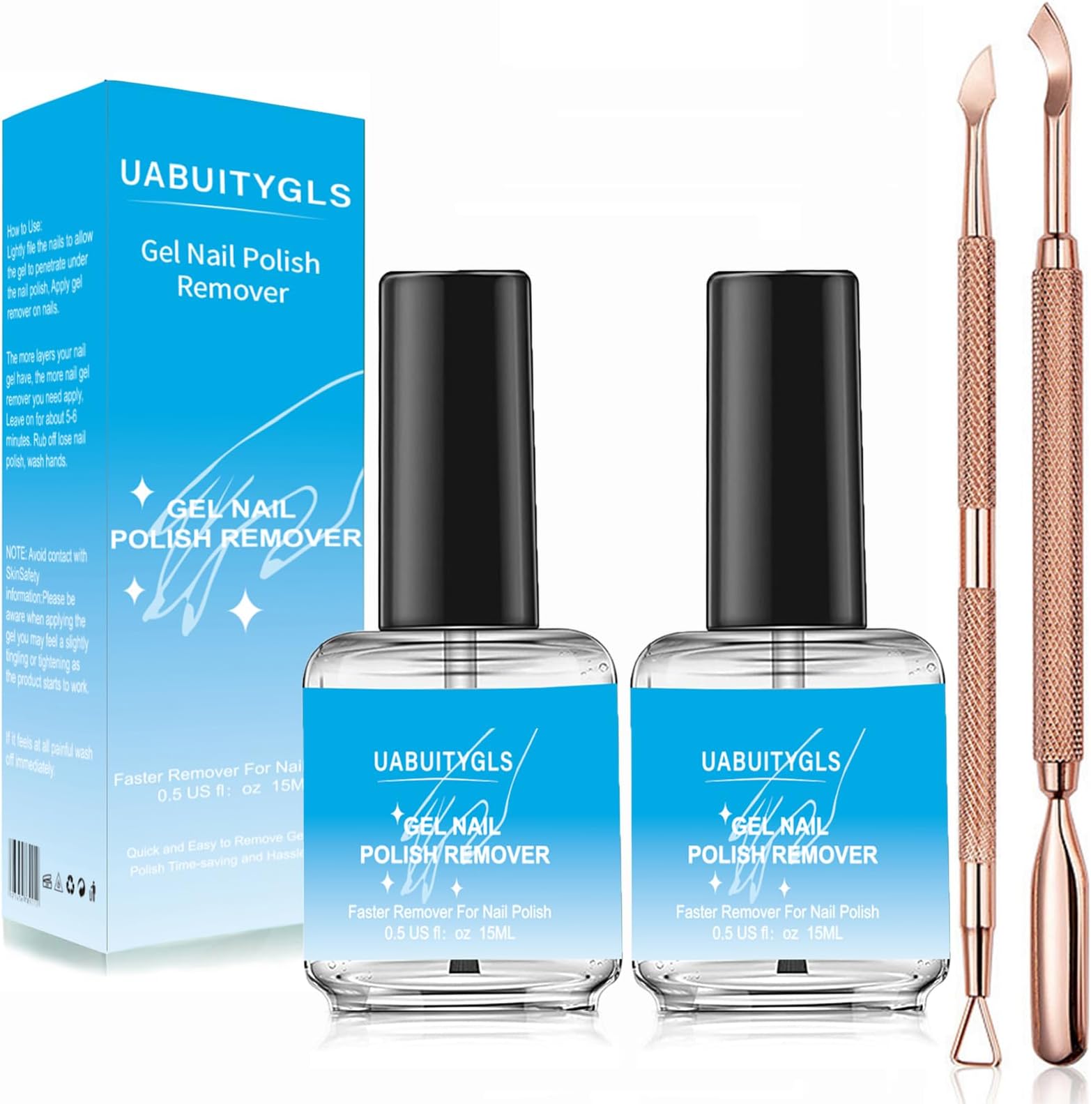 Gel Nail Polish Remover Kit, Nail Polish Remover, with Cuticle Pusher & Nail Polish Scraper, in 3-5 Minutes, Easily & Quickly Remove Acrylic Nail Polish in 3-5 Minutes, Don't Hurt Your Nails