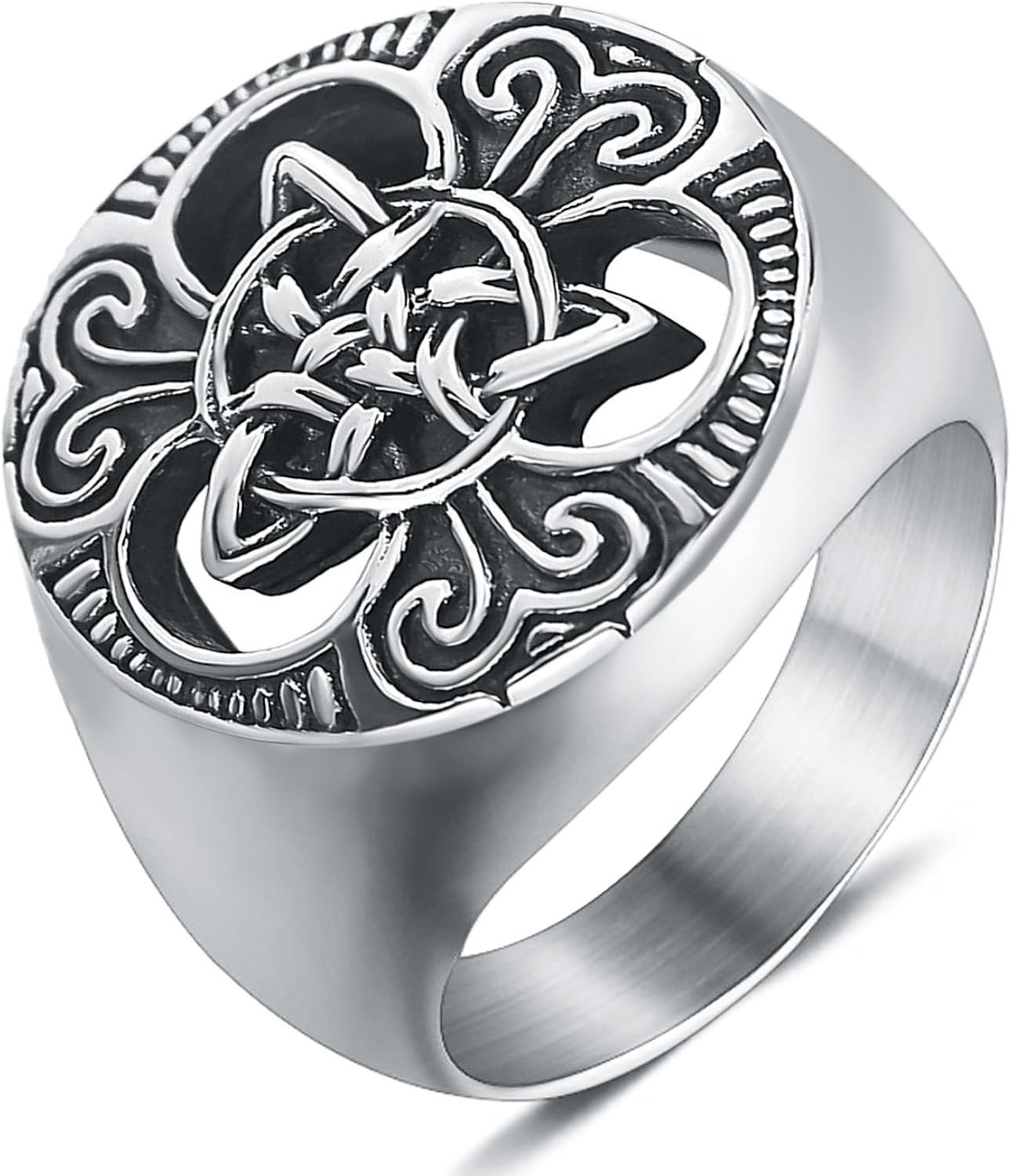 Vintage Stainless Steel Celtic Knot Signet Ring for Maldives Ubuy