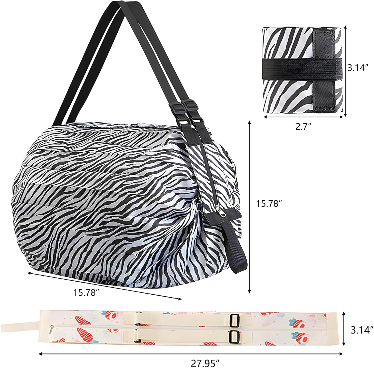 4 Pack Foldable Travel Bag-Heavy Duty Reusable Grocery Bags,Waterproof Reusable Shopping Bags for Grocery,Travel - Image 3