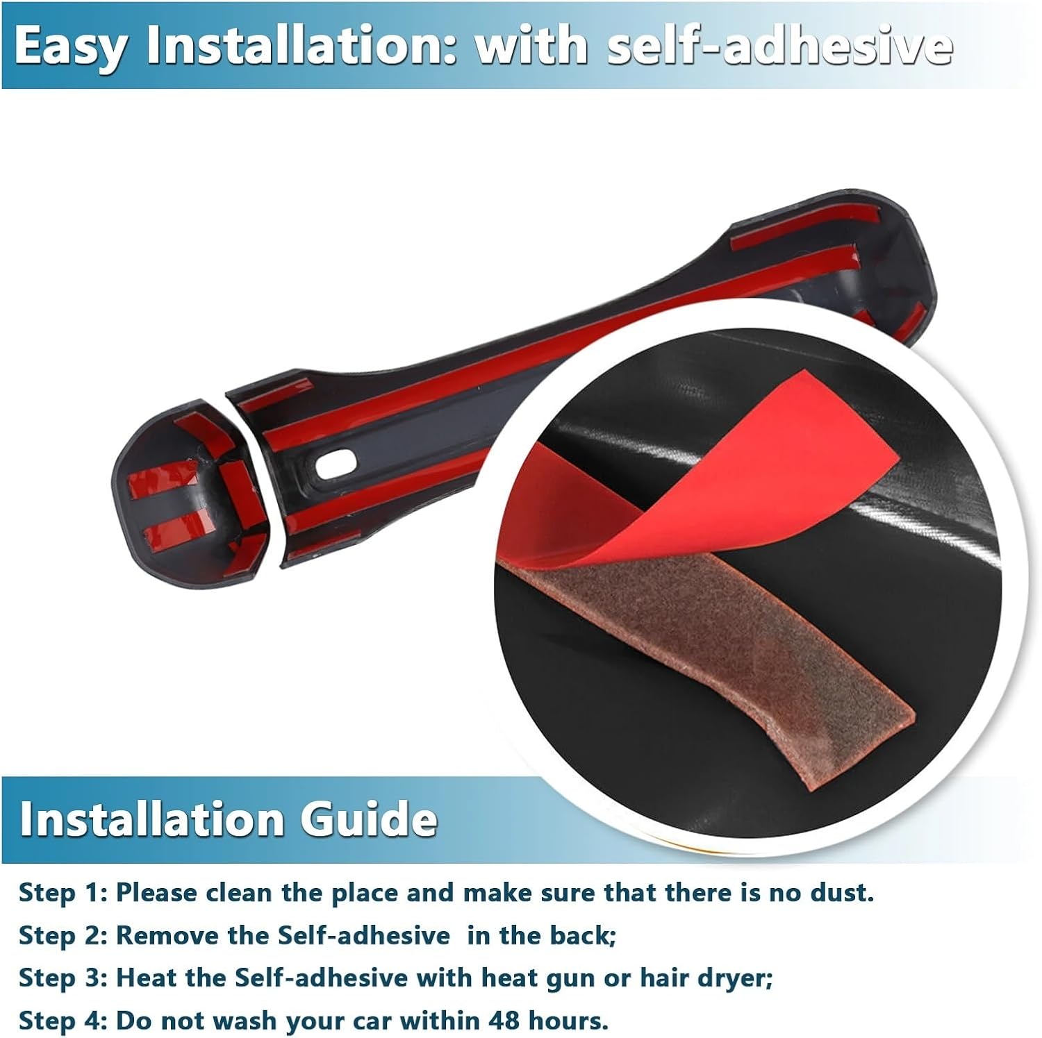 Car Door Handle Decoration Cover Trim， Compatible with Jeep Wrangler JL Gladiator JT 2018 2019 2020 2021 2022 2023 4-Door Exterior Accessory(Red B)