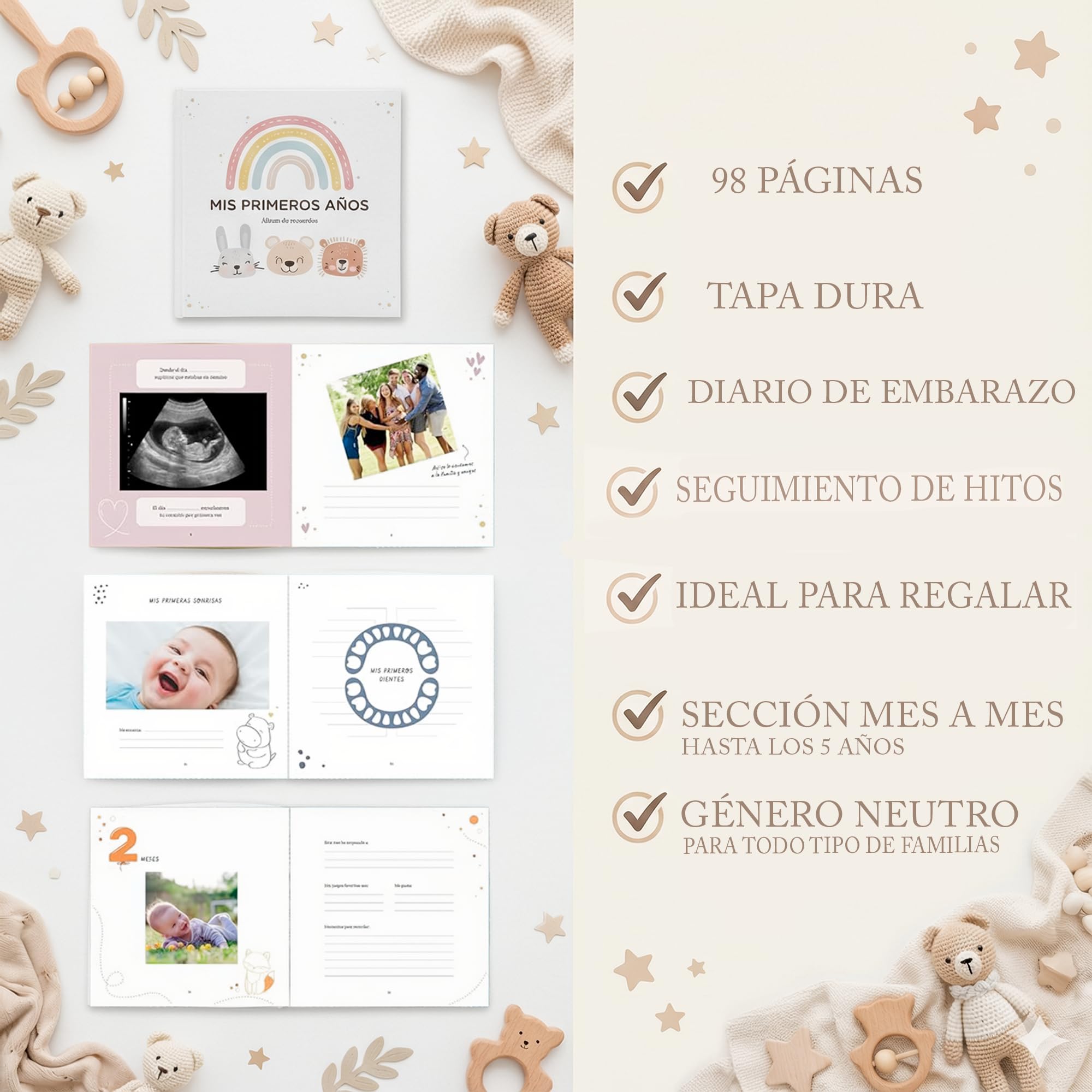 Baby photo album | Save the first ultrasound, points weight, height | Do not forget anything from pregnancy to 5 years | Ideal gift for parents and newborns | 98 p 160 g. — view 6