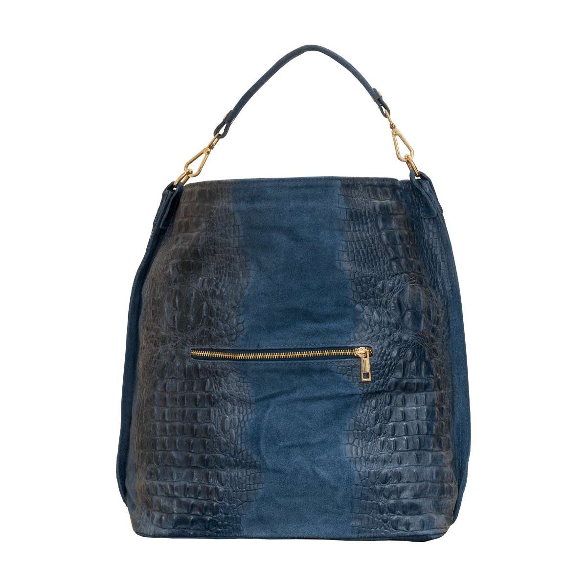 Leather Bag, Model TRAVIATA, Blue jean color