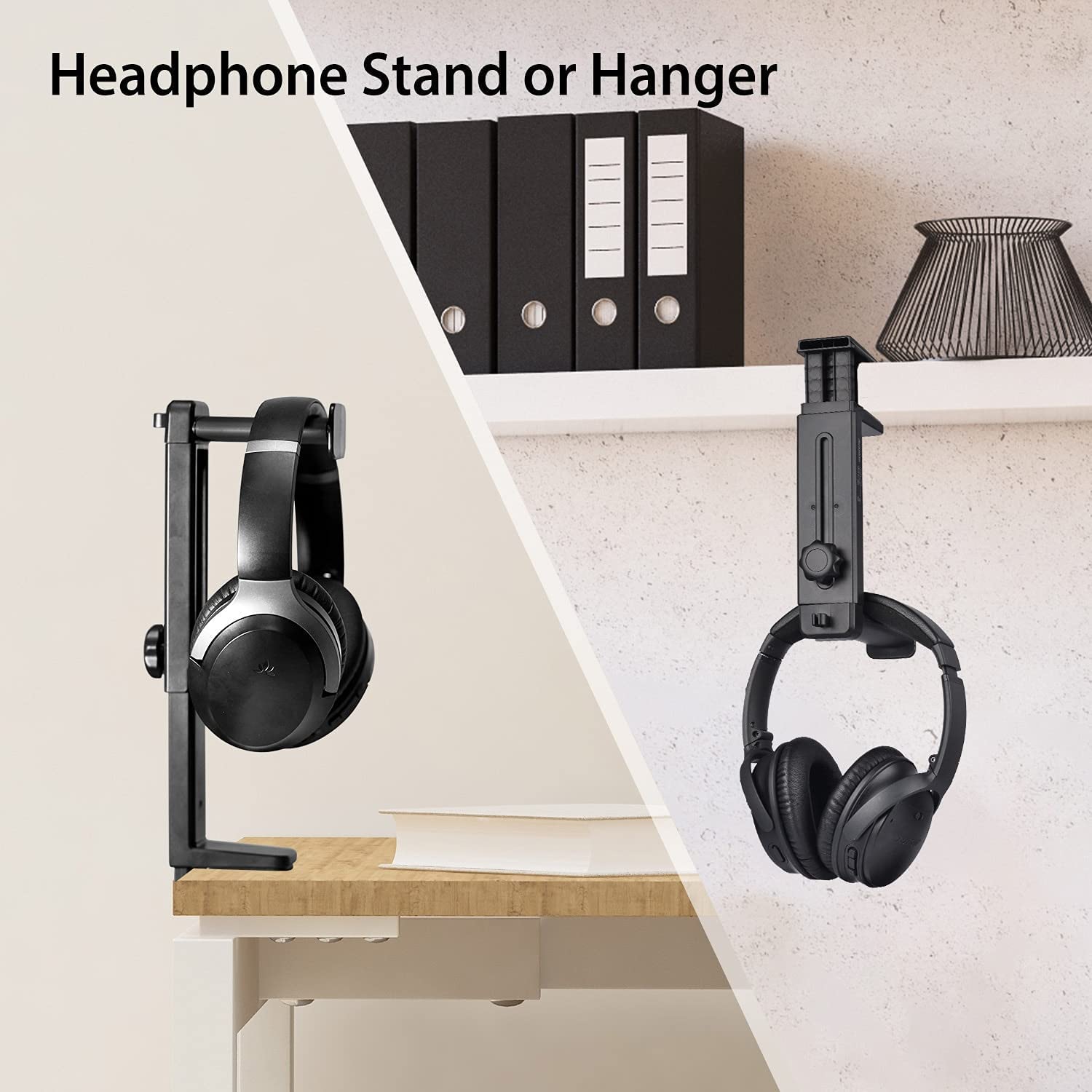 Gaming Accessori Supporto per Cuffie Girevole A 360 Gradi 2 in 1, Supporto per Cuffie da Gioco sopra E sotto La Scrivania Supporto per Cuffie con Gancio Stand Over-Ear da Gioco