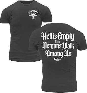 Downrange Apparel Mens T-Shirt | DEVGRU Demon Hunter Hell is Empty the Demons Walk Among Us | Modern Athletic Fit