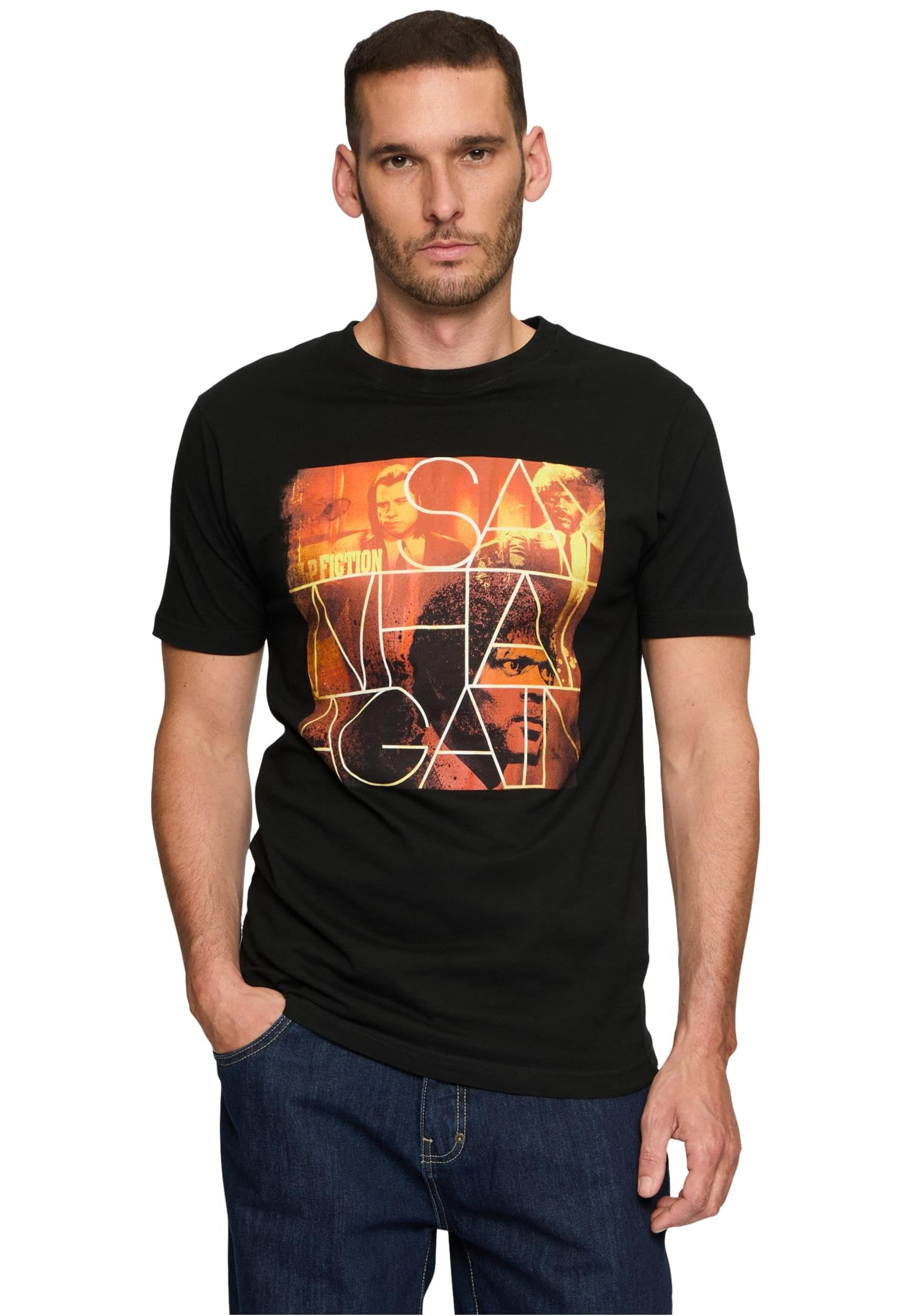 Merchcode Men's Mc845-pulp Fiction Say What Tee T-Shirt, Black, S