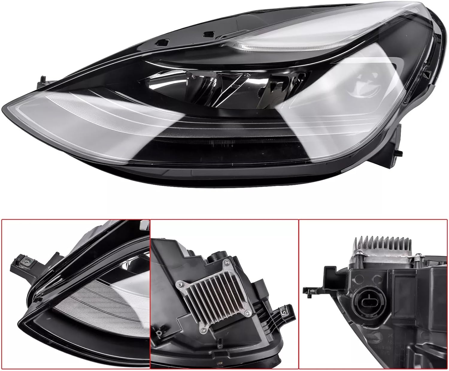 PENSUN Full LED Headlights Assembly Compatible with Tesla Model 3 2021 2022 2023 - Driver Side Headlamp Fit for Tesla Model Y 2021-2023 - Replace#151495200C 151495300C