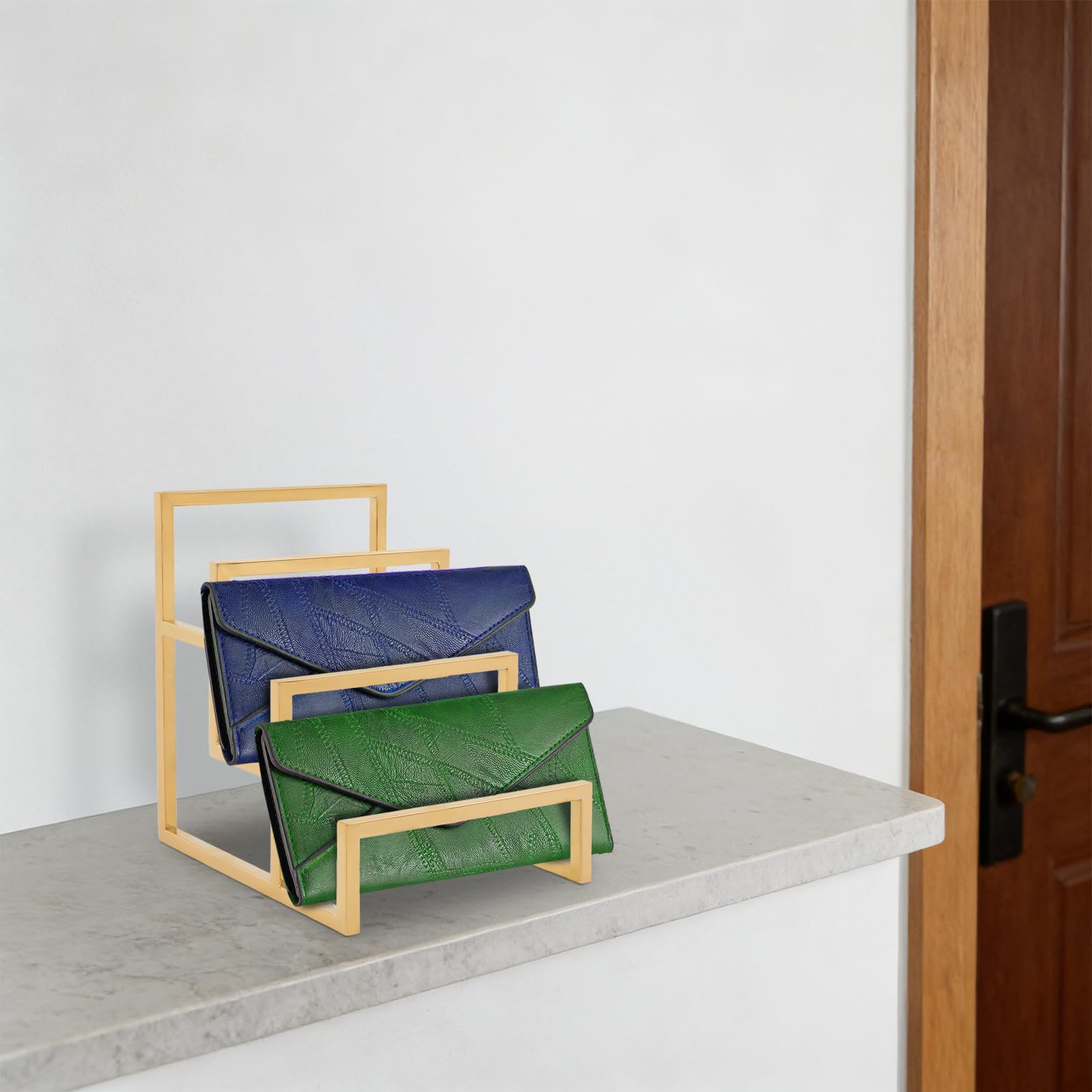 Portamonete a 3 livelli in oro, per portafogli e pochette, salvaspazio, per casa o negozio, 15 x 18 x 20 cm