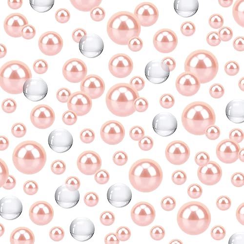 Miniatura 1 de Cuentas flotantes sin agujero para dispersión de mesa, 250 cuentas de jarrón rosa de 81465.6 ft con 2300 cuentas de agua de gel transparente para