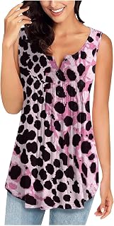 Tank Tops for Women Casual Summer Summer Tank Tops for Women 2023 Trendy Plus Size Tank Tops for Women Summer Loose Tops Leopard Print Sleeveless Lightweight Shirts Casual Shirring T Shirts
