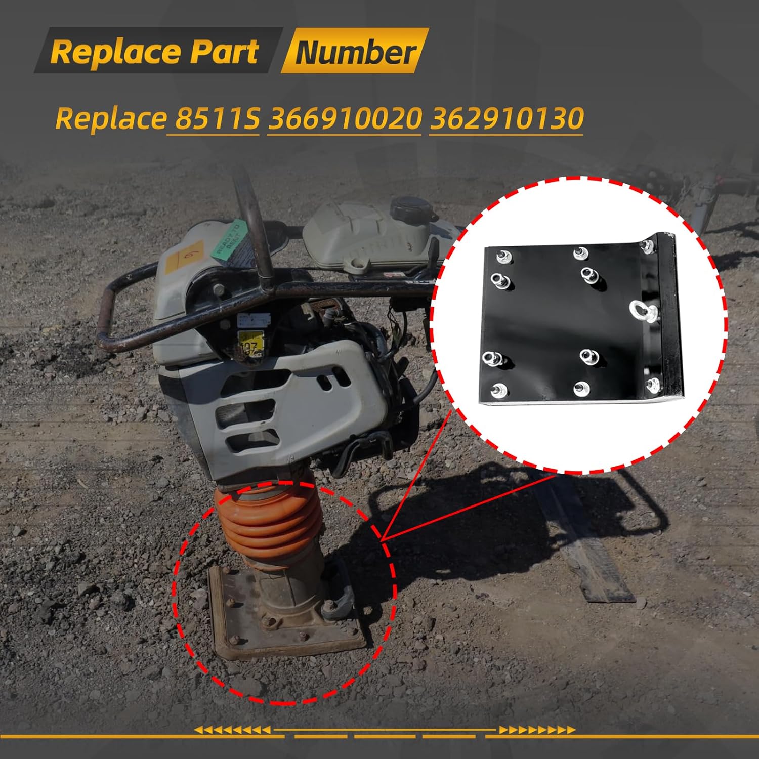 11" Wood Shoe Kit Fits for Multiquip-Mikasa MTX70 MTX80 MTX90 Jumping Jack Tamping Rammer Replace 8511S 366910020 362910130