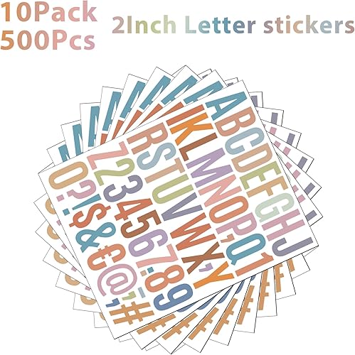 Miniatura 3 de 10 hojas de calcomanías de letras grandes, 500 calcomanías del alfabeto de 2 pulgadas, calcomanías de vinilo autoadhesivas para proyectos escolares,