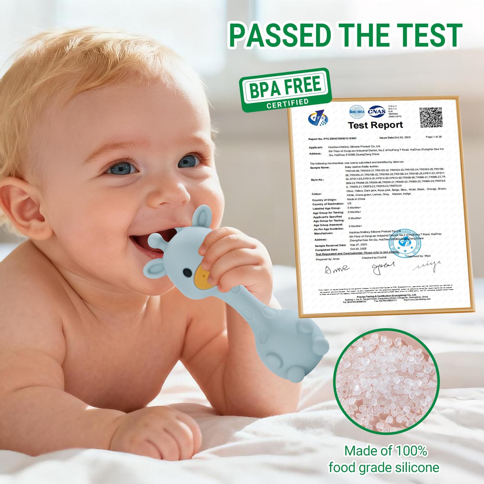 Joyvity Teething Toys for Baby Silicone Teether for Toddler Infant Baby's Chew Toys, Baby Rattle Toys, BPA-Free - Image 6