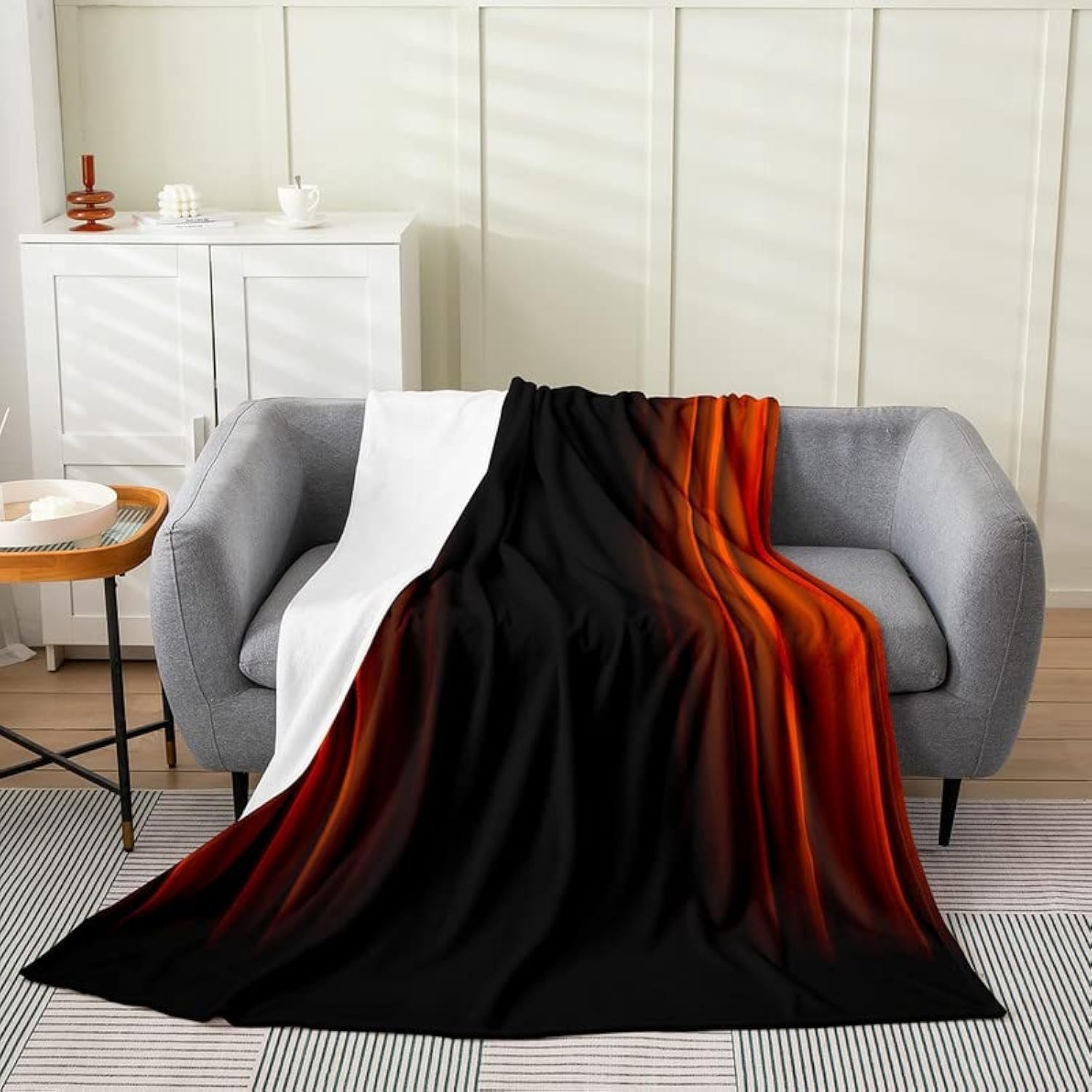 Image showcasing Amazon.com: Red Black Ombre Geometry Flannel Fleece Throw Blanket,Ombre ...