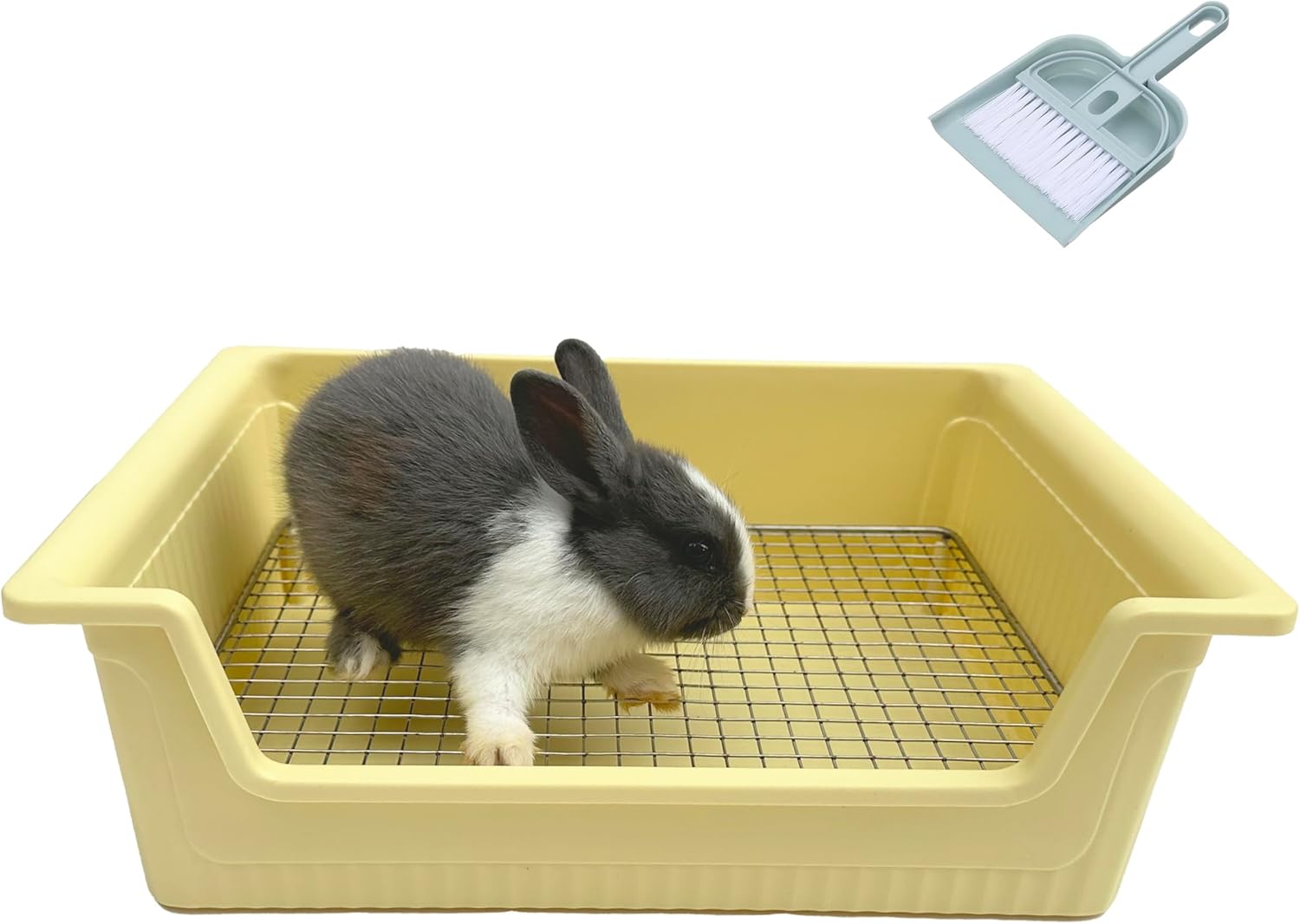Stainless Steel Gird Rabbit Litter Box, Large Corner Potty Tray for Small Animals Guinea Pigs, Ferrets,Chinchillas - Toilet with Low Entry & Easy Clean(15×11.2×4.8in)