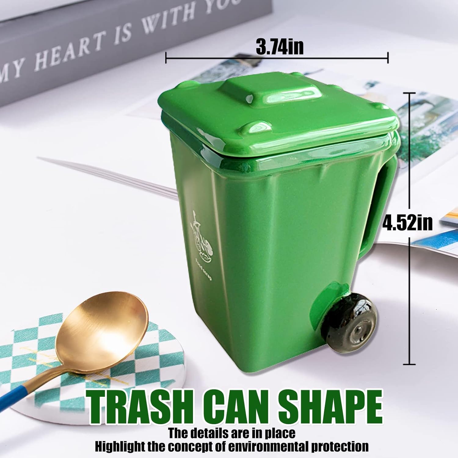 ZONSUSE Wheelie Bin Mugs,Novelty Trash Can Shaped Mug - Image 3