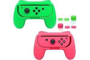 Customizable Grips for Joy-Con with Green and Pink Design