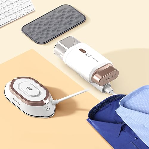 Newbealer Paquete de vaporizador de mano con plancha de viaje para ropa, doble voltaje, potente vaporizador y plancha seca, regalo ideal